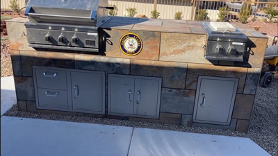 Custom Inlayed Plaque in Outdoor Kitchen in Southern Utah