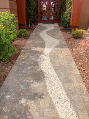 Paver Walkway with Pebble Inlay in Southern Utah